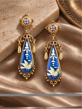 Museum Dove Bird Earrings Victorian Ornate VTG Gold Antique Court Art Nouveau